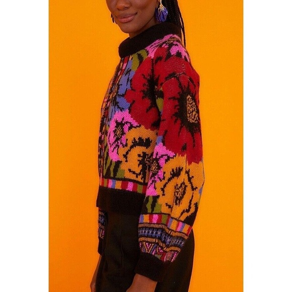 FARM Rio | Sweaters | Farm Rio Sweater Multi Black Floral Snake Cropped ...